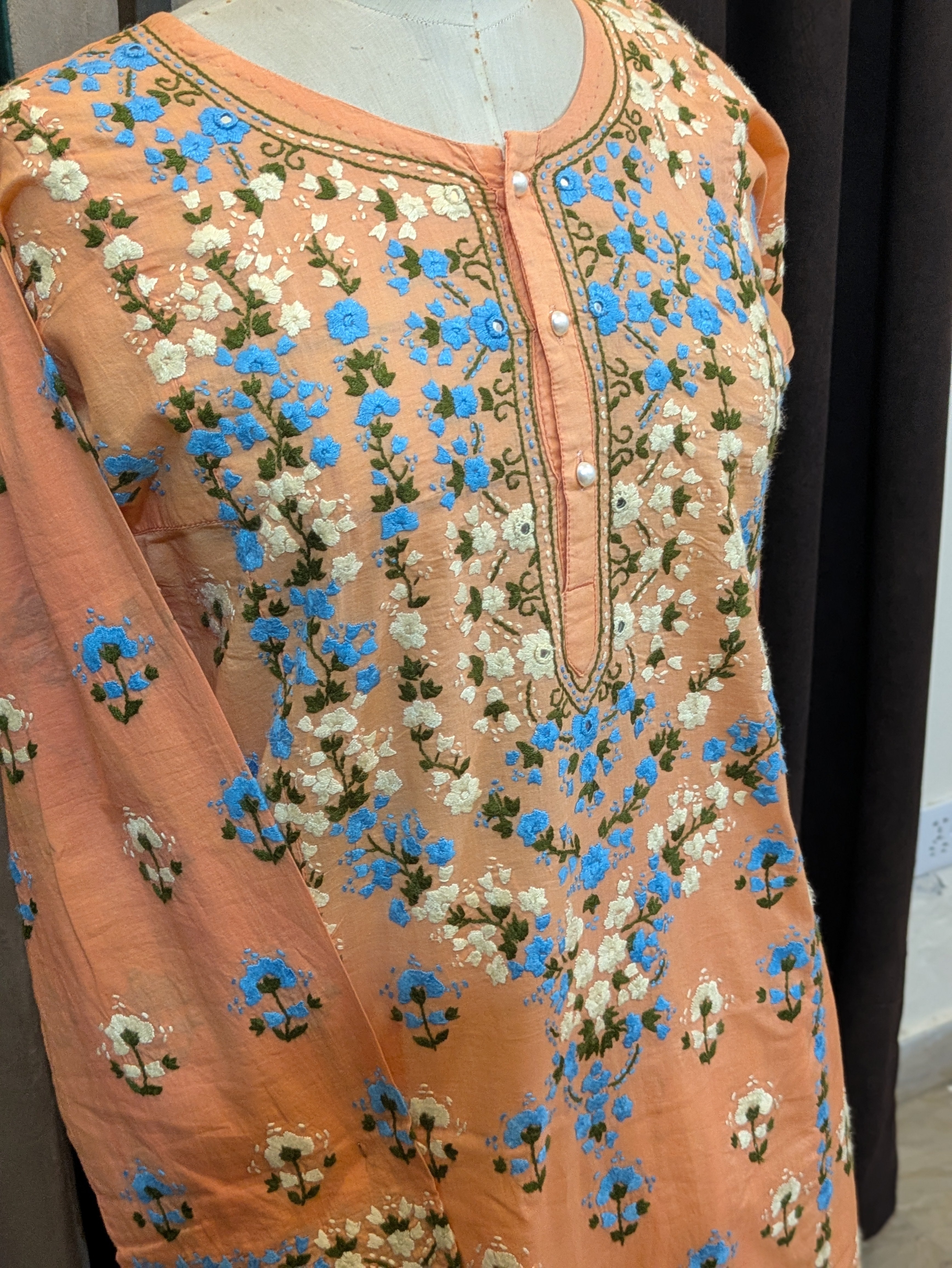 Peach Stitched Kurta