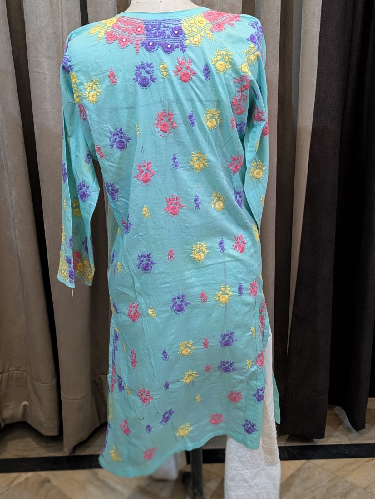 Turquoise Stitched Kurta