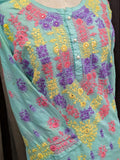Turquoise Stitched Kurta