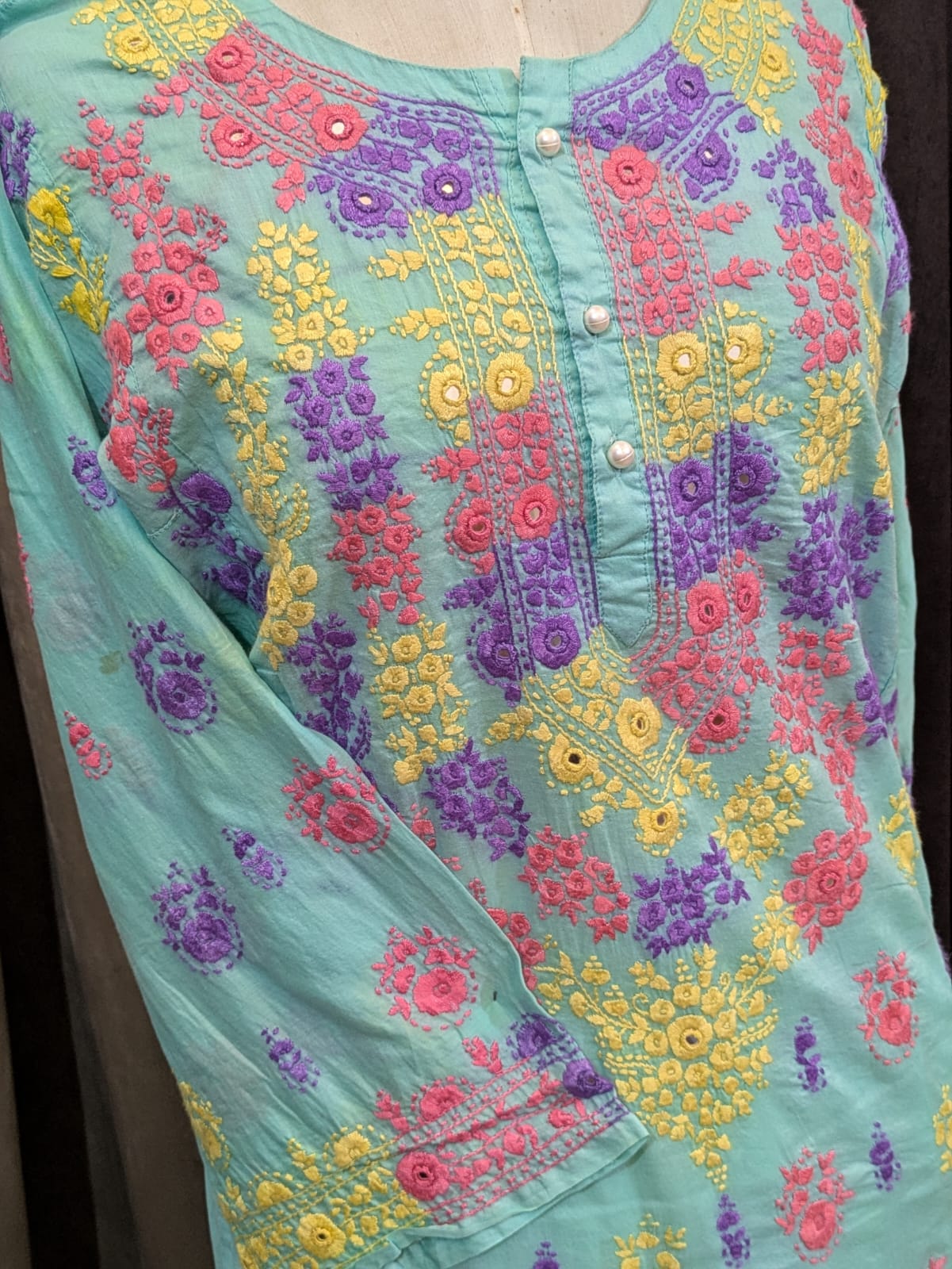 Turquoise Stitched Kurta