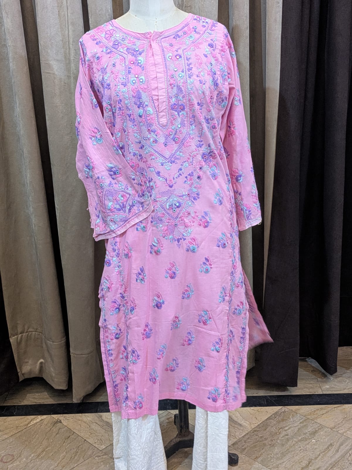 Pink Purple Stitched Kurta