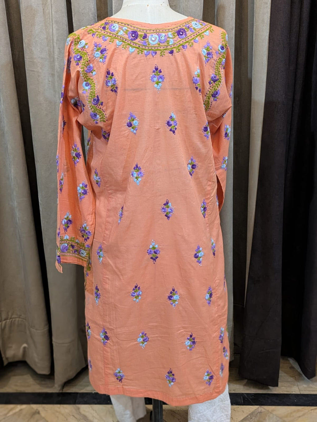 Peach Purple Stitched Kurta