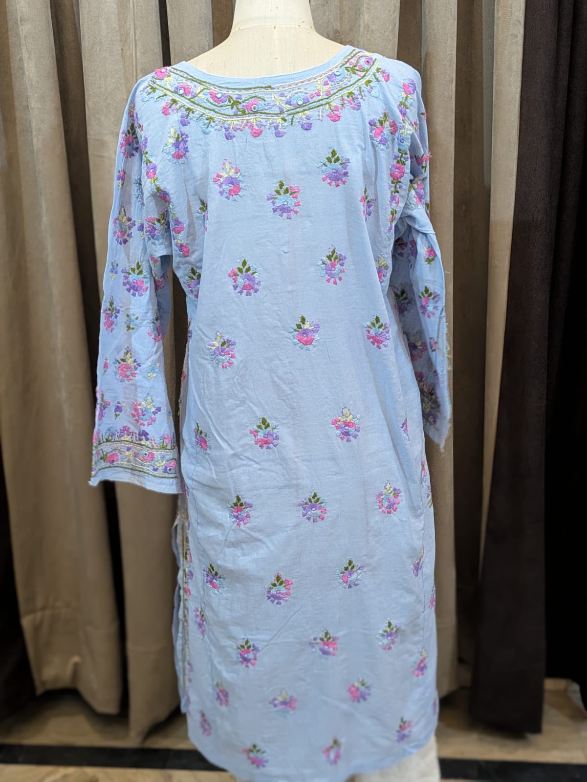 Steel Blue Stitched Kurta