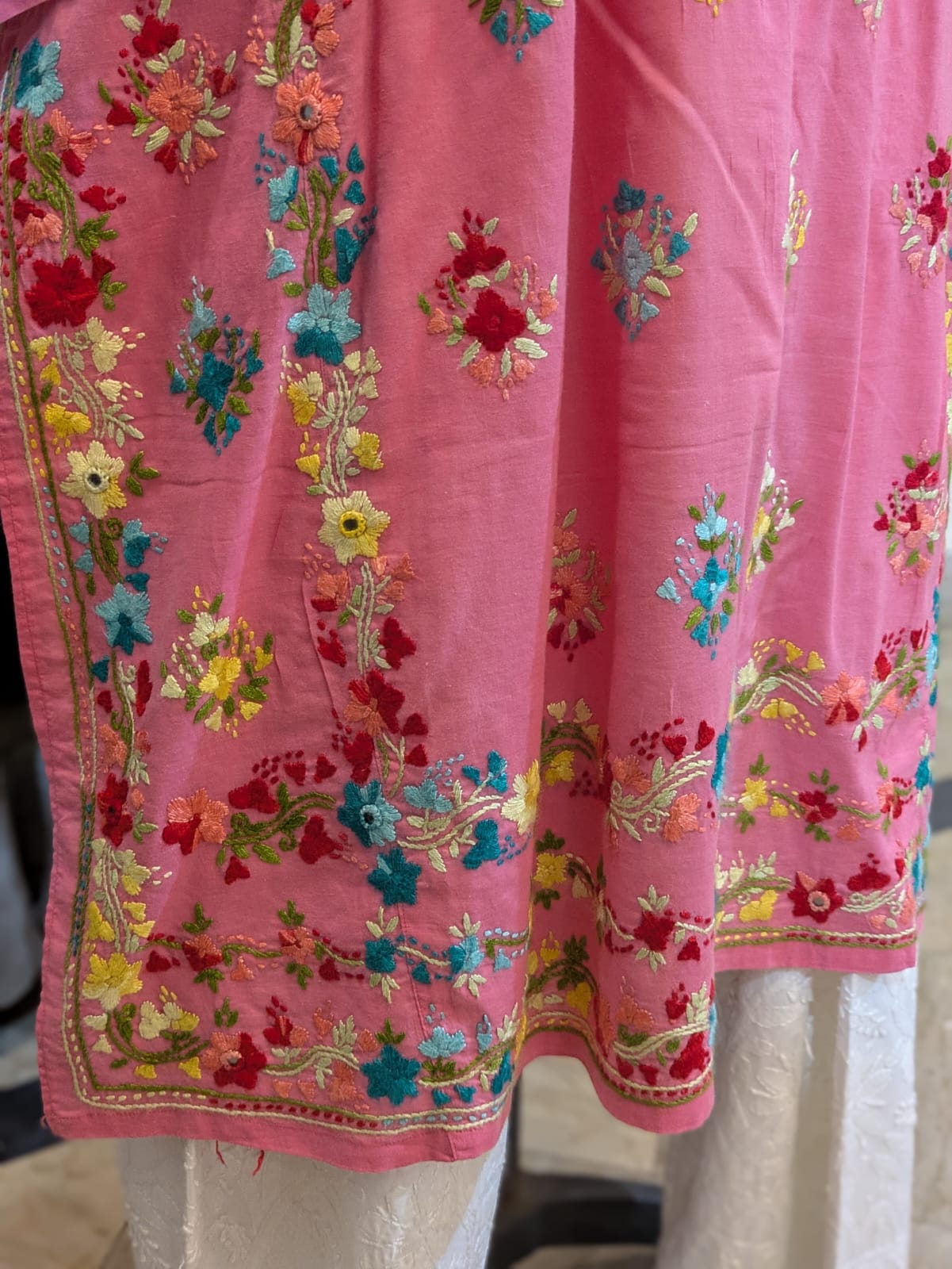 Hot Pink Stitched Kurta