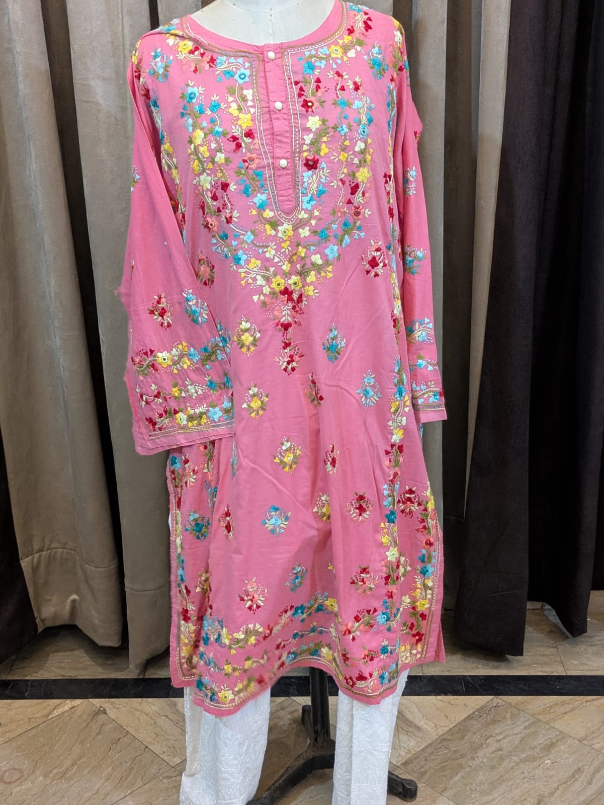 Hot Pink Stitched Kurta