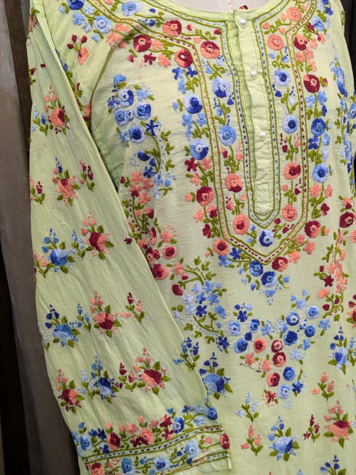 Spring Green Stitched Kurta