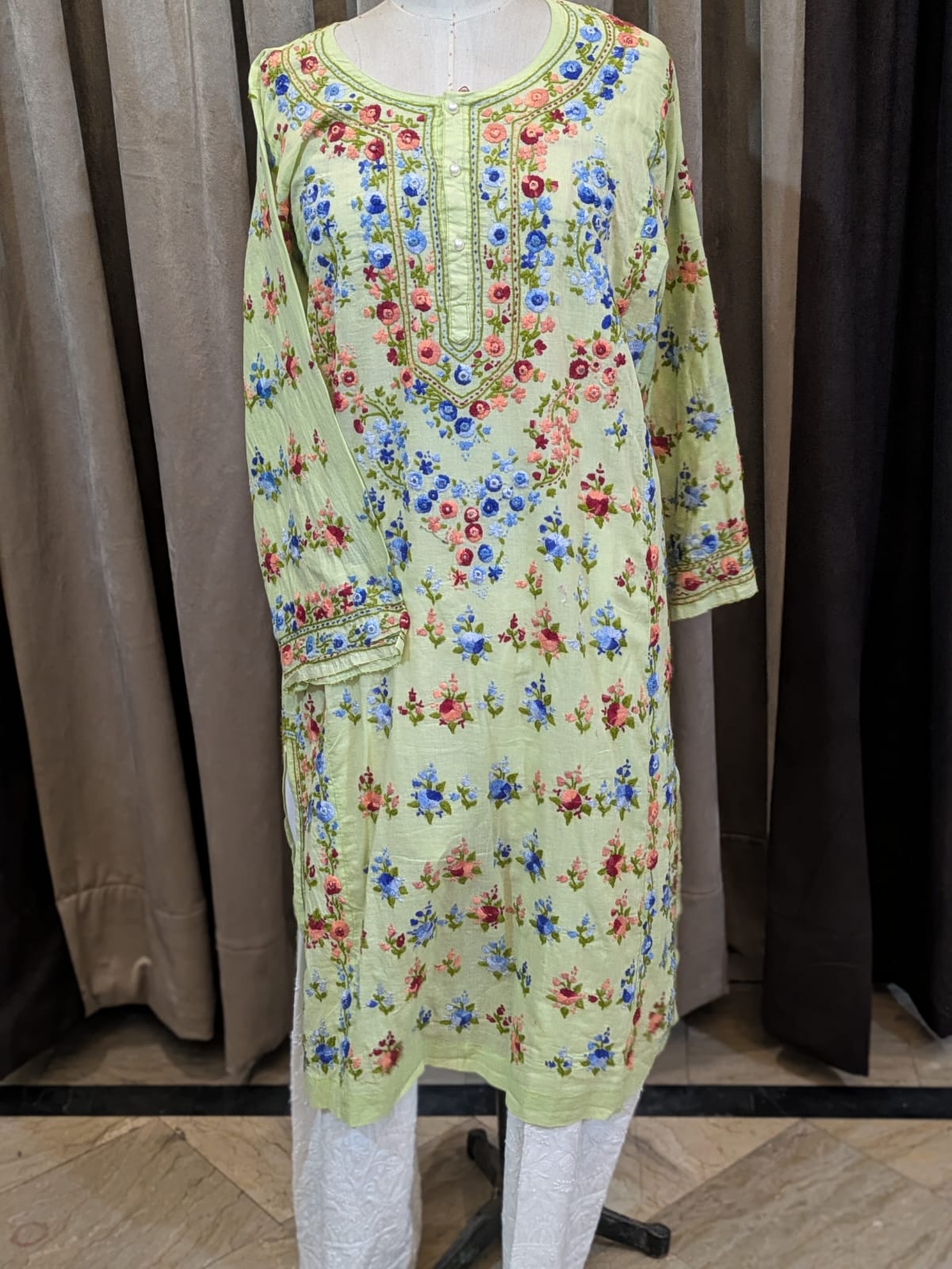 Spring Green Stitched Kurta