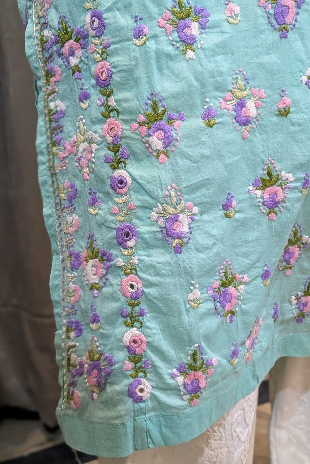 Sea Green Stitched Kurta
