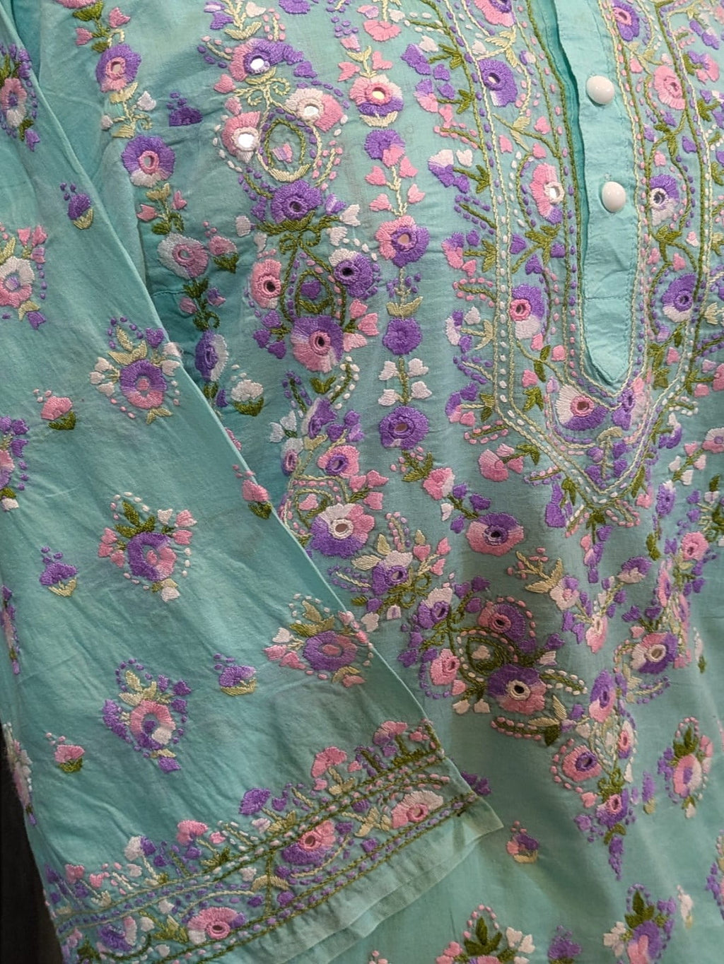 Sea Green Stitched Kurta